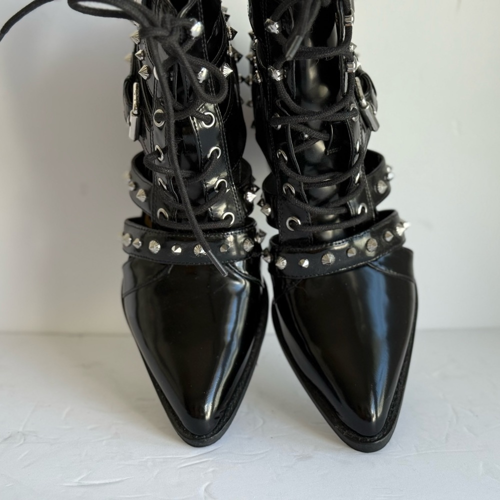 Sam Edelman Black Studded Lace-Up Boots - Picture 13 of 13